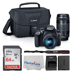 Canon EOS Rebel DSLR T6 Camera Body + Canon EF-S 18-55mm IS II Lens &amp; EF 75-300mm III Lens + Canon EOS Shoulder Bag (Black) + SanDisk SDXC 64GB Memory Card + Cleaning Cloth + Ultimate Canon Bundle