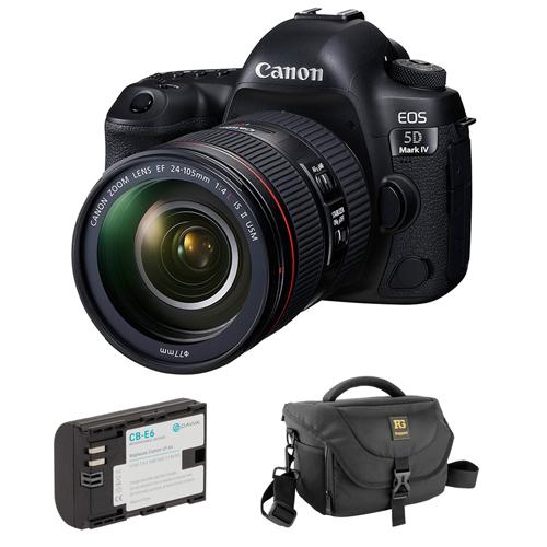 Canon EOS 5D Mark IV DSLR Camera with 24-105mm f/4L II Lens plus LP-E6 Lithium-Ion Battery Pack and Journey 34 DSLR Shoulder Bag