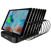 Load image into Gallery viewer, Storage organizer skiva standcharger 7 port 84 watts ac wall charging station with fast 2 4 amps smart usb ports for ipad pro air mini iphone x 8 8 more 7 x short apple mfi lightning cables included model ac123