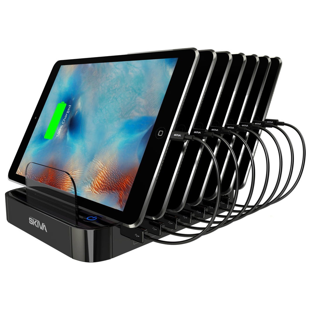 Storage organizer skiva standcharger 7 port 84 watts ac wall charging station with fast 2 4 amps smart usb ports for ipad pro air mini iphone x 8 8 more 7 x short apple mfi lightning cables included model ac123