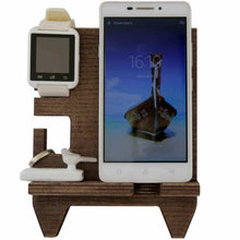 Load image into Gallery viewer, Order now compact cell phone stand watch holder men device dock organizer wood mobile base nightstand charging docking station women accessory wooden storage bed side caddy teen valet happy birthday gift