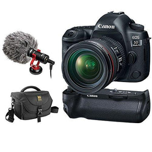 Canon EOS 5D Mark IV DSLR Camera with 24-70mm f/4L Lens, Canon BG-E20 Battery Grip, Journey 34 DSLR Bag & BY-MM1 Shotgun Video Microphone Kit