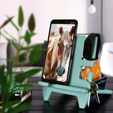 Load image into Gallery viewer, Budget wood compact cell phone stand watch holder men device dock organizer mobile base nightstand charging docking station women accessory wooden storagebed side caddy teen valet happy birthday gift