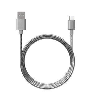 1m USB Type C - Flexible Stainless Steel - Data & Sync Charger Cable - Compatible with Type C Samsung  Apple Macbook Pixel Nexus and more (Black)