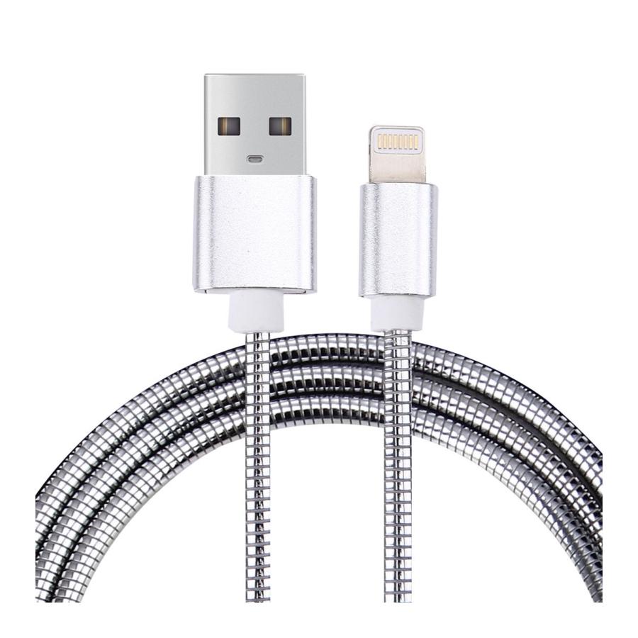 1m Flexible Metal Micro USB Charge & Sync Fast Charging Cable Compatible with Samsung / Androids (Silver)