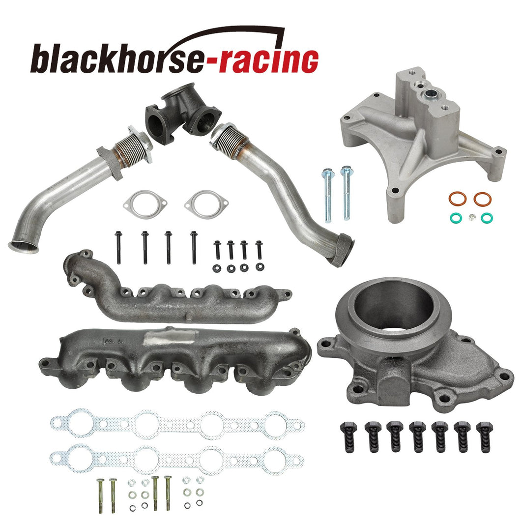 For 99.5-03 Ford 7.3 Powerstroke Diesel Bellowed Up Pipes Turbo Pedestal&Housing