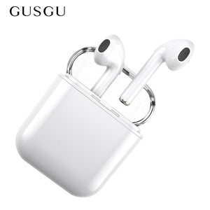 Bluetooth Earphone, GUSGU Mini Wireless Sports Earphone Stereo-Ear Earphones with Noise Canceling and Charging Case for iPhone (White)