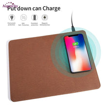 Load image into Gallery viewer, 2018 Mobile Phone Qi Wireless Charger Charging Mouse Pad Mat PU Leather Mousepad for iPhone X/8 Plus Samsung S8 Plus /Note 8