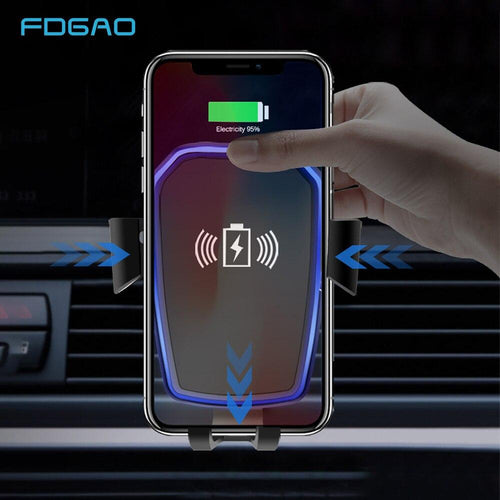 Car Wireless Charger For iPhone X 8 XS Max XR Qi Wireless Charging Pad Gravity Holder For Samsung S8 S9 Plus Note 8 9 S7 (Black)