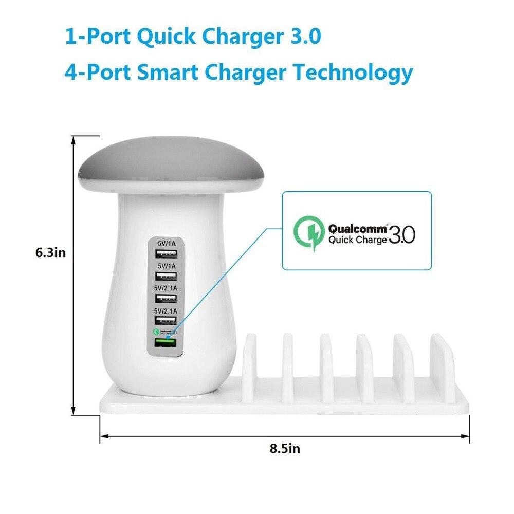 5 Port Multi USB Charger Charging Station with Quick Charge 3.0 Port for iPhone Xiaomi Samsung Mobile Phones Power Banks Tablet