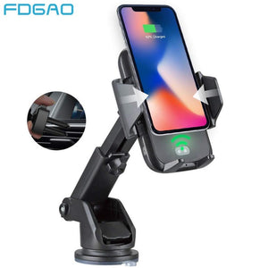 Automatic Infrared QI Wireless Charger Air Vent Car Mount 10W Fast Charging Holder for iPhone 8 X XS Max XR Samsung S9 S8 (Black)