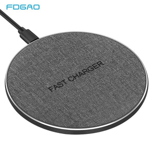 Fast Wireless Charger Ultra-Slim 10W Qi Wireless Charging Pad For iPhone XS XR X 8 Airpods Quick Charge for Samsung S10 S9 (Grey)