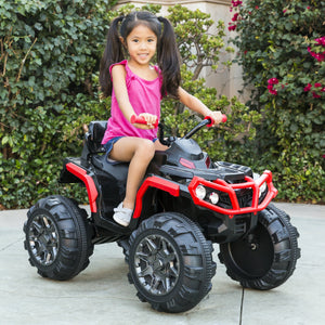 12V Kids 4-Wheel ATV Ride On Car w/ 3.7mph Max, Lights, AUX Jack