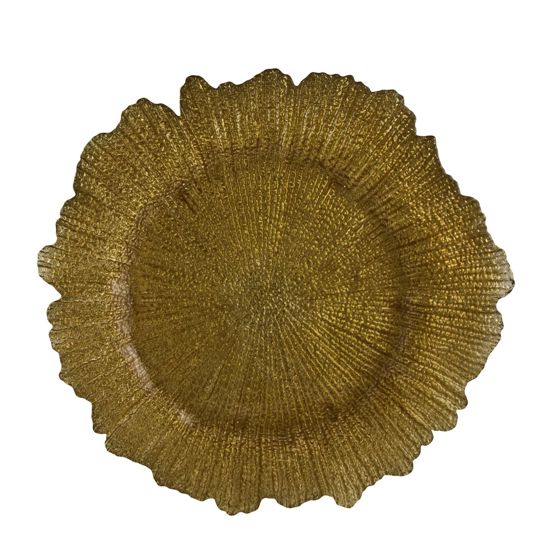13 3/4L x 1H Sponge Gold Glass Charger Plate,Case of 12
