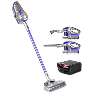 Devanti 120W Handstick Bagless Cordless Vacuum Cleaner Purple Grey with Spare Battery