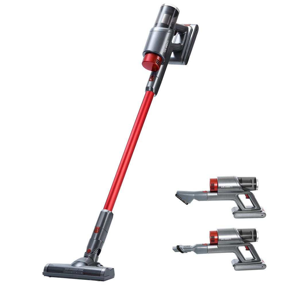 150W Handstick Cordless Vacuum Cleaner Red and Grey