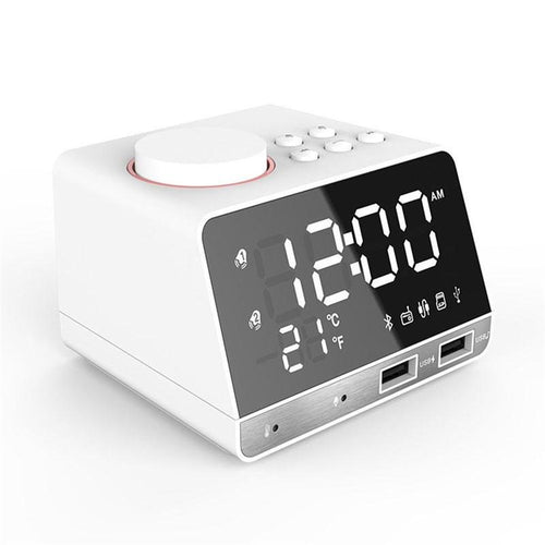 LED Display Dual Alarm Clock Dual Units Wireless Bluetooth Speaker FM Radio USB Port Bass Speaker
