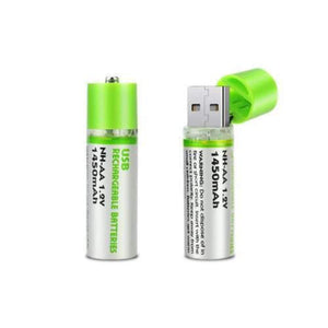 AA Rechargeable USB Battery NiMH 1.2V 1450mAh (2 pack) Batteries 500 Cycles