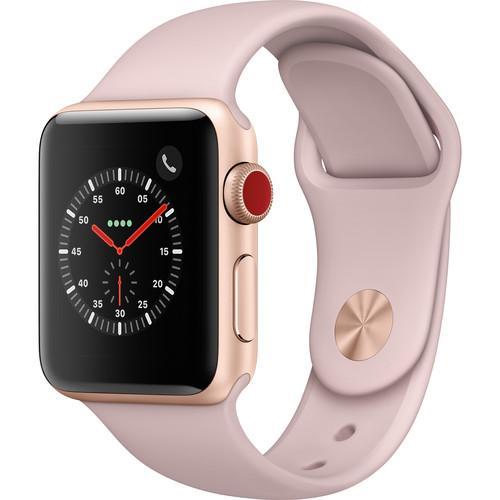 Apple Watch Series 3 38mm with GPS + Cellular (Gold Alum Case & Pink Sand Sport Band)