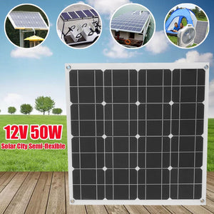50W 12V Single Crystal Semi Flexible Cells Solar Panel Poly Solar Module Battery Charger