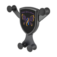 Load image into Gallery viewer, Bladder Cancer Butterfly Blue Yellow Purple Ribbon Qi Wireless Car Charger Mount