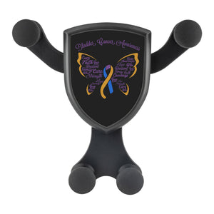 Bladder Cancer Butterfly Blue Yellow Purple Ribbon Qi Wireless Car Charger Mount