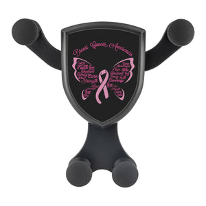 Breast Cancer Awareness Butterfly Pink Ribbon Qi Wireless Car Charger Mount Gift