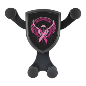 Breast Cancer Awareness Survivor Pink Ribbon Angel Wings Qi Wireless Car Charger