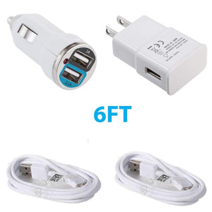 Car Charger + Wall Charger + 2x Data Sync Cable For Samsung Note 3 Galaxy S5