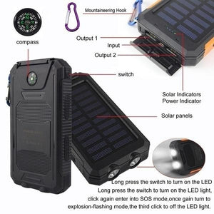 100000mAh Waterproof Outdoor Emergency Camping LED Portable Solar Charger