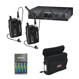 Audio-Technica ATW-1311L System 10 PRO Rack-Mount Digital Dual Lavalier Mic System (2.4 GHz) with GM-1W Wireless Mobile Pack & 4-Hour Rapid Charger Kit