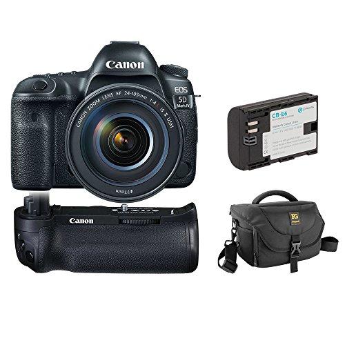 Canon EOS 5D Mark IV DSLR Camera with 24-105mm f/4L II Lens, Canon BG-E20 Battery Grip, Journey 34 DSLR Bag & LP-E6 Lithium-Ion Battery Pack Kit