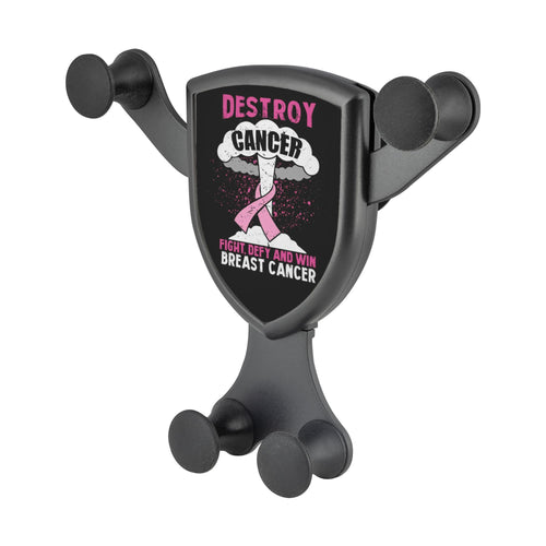 Destroy Cancer Fight Defy & Win Breast Cancer Qi Wireless Car Charger Mount Gift