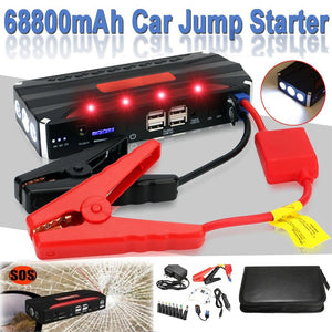 68800mAh 12V 4USB Car Jump Starter Power Bank Rechargable Battery Multi-Function