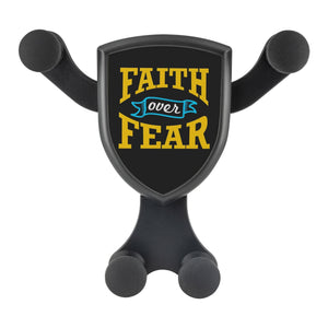 Faith Over Fear Qi Wireless Car Charger Mount Christian Gift Religious Spiritual