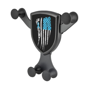 Fight Patriot American Flag Light Blue Ribbon Qi Wireless Car Charger Mount Gift