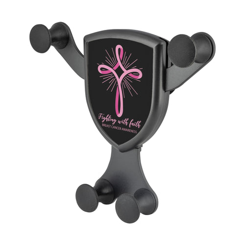 Fighting With Faith Breast Cancer Awareness Qi Wireless Car Charger Mount Gift