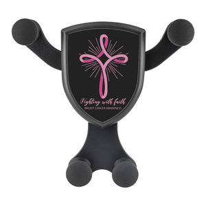 Fighting With Faith Breast Cancer Awareness Qi Wireless Car Charger Mount Gift