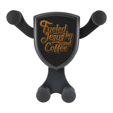 Load image into Gallery viewer, Fueled By Jesus &amp; Coffee Qi Wireless Car Charger Mount Christian Gift Religious