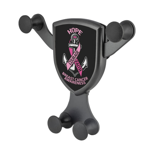 Hope Courage Faith Breast Cancer Awareness Qi Wireless Car Charger Mount Gift