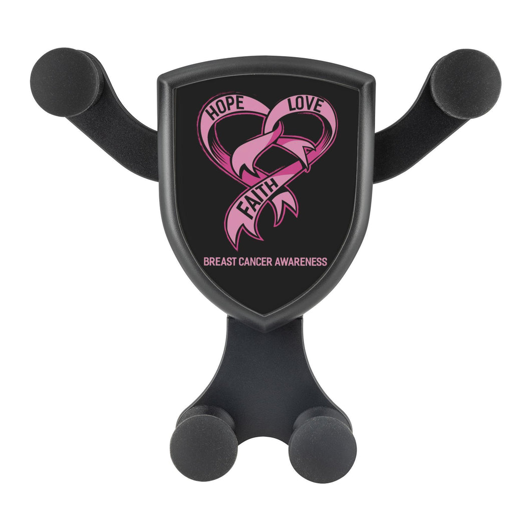 Hope Love Faith Breast Cancer Awareness Qi Wireless Car Charger Mount Gift Ideas