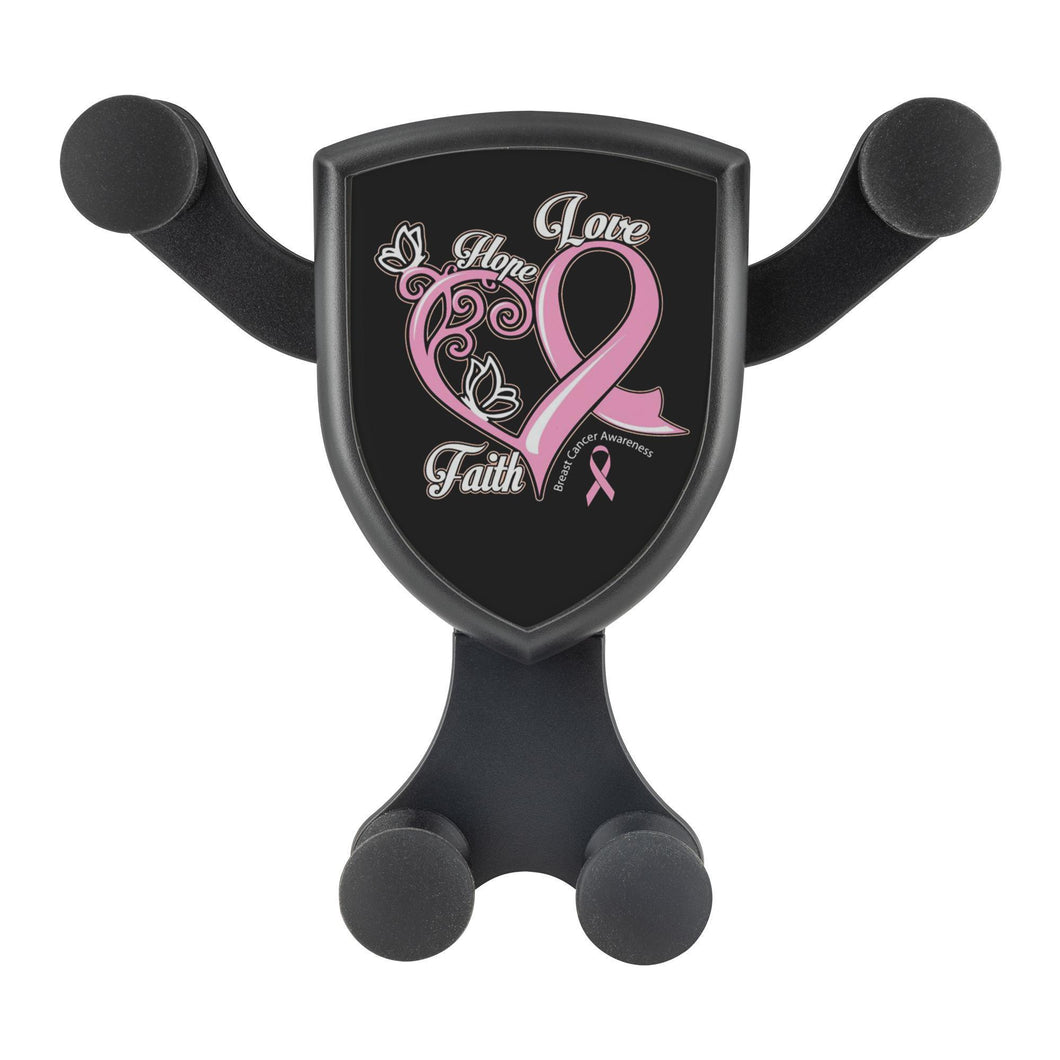 Hope Love Faith Elegant Breast Cancer Awareness Qi Wireless Car Charger Gifts