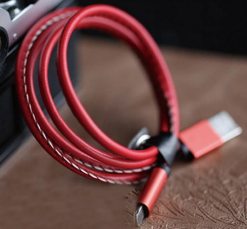 iPhone Charger 2016 Original 100cm Super Strong Leather Metal Plug Micro USB Cable for iPhone 6 6s Plus 5s 5 iPadmini / Samsung - 10 PCS