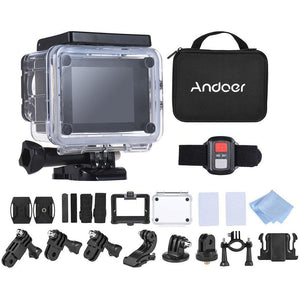 Andoer Q3H-R 4K 30fps 16MP WiFi Sports Action Camera 1080P Full HD 170° Wide-Angle Lens Waterproof 30m 2Inch LCD w/ Remote Control and Portable Carrying Case