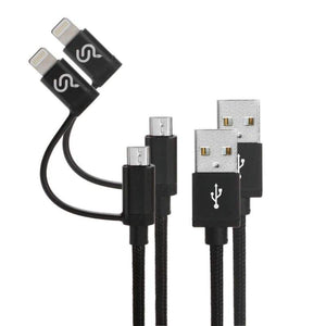2-in-1 Certified Lightning or Micro USB to USB Cable for iPhone iPad and Android, 1m - PrimeCable®