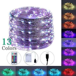 LEGELITE RGB 13Color LED Fairy Light With USB and Battery Case, RF Control Outdoor String lights 33ft 100 Led for Bedroom, Patio, Garden, Gate, Yard, Parties, Wedding, Indoor and Outdoor Decorations (13 Color RGB, 1 Pack)