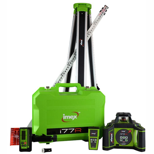 Imex i77R Rotating Red Beam Laser kit - Horizontal Grade only - w/- Tripod & 5m Staff