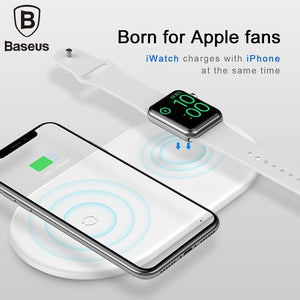 Baseus 2 in 1 QI Wireless Charger For iPhone X XS Max XR Apple Watch 4 3 2 Quick Charge 3.0 Wireless Charging Pad Fast Charger