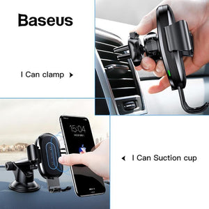 Baseus 2 in1 Qi Wireless Car Charger for iPhone XS Max Samsung S8 Quick Wireless Charging Charger Car Mount Mobile Phone Holder