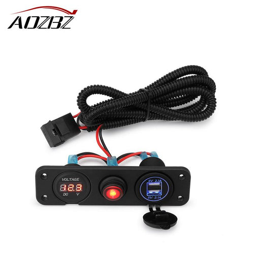 Car Cigarette Lighter Sockets Splitter Power Adapter Dual USB Charger with Voltmeter for Motorcycle Boat Truck12-24V 5V/4.2A